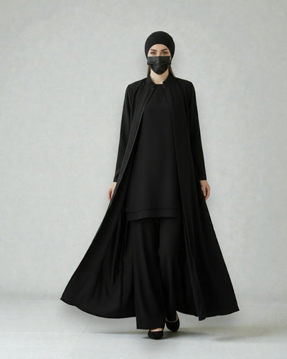 Elegant Front Open Abaya in Premium Firdaus Fabric with Full Zipper