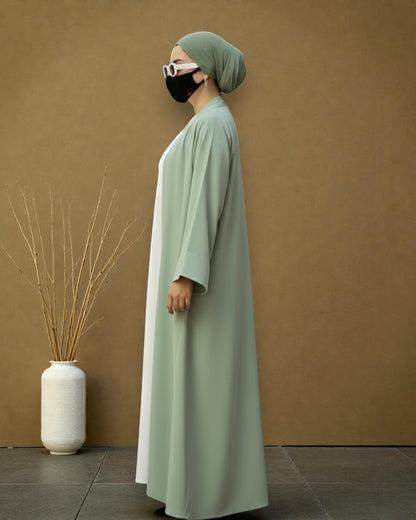Premium Open Abaya Set for Women with Inner Dress and Matching Hijab
