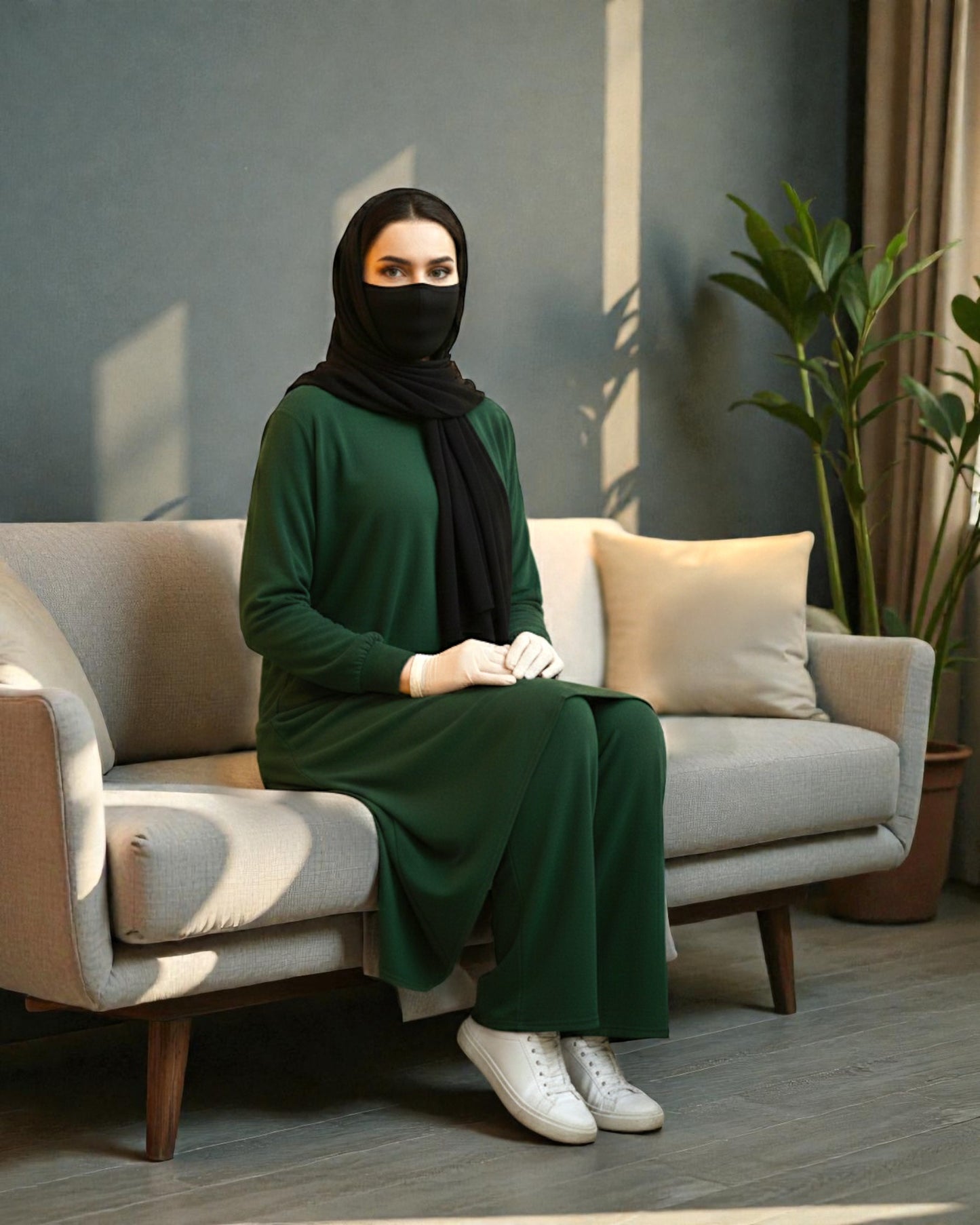 Asymmetric Co-Ord Set in Premium Firdaus Fabric with Stole Hijab