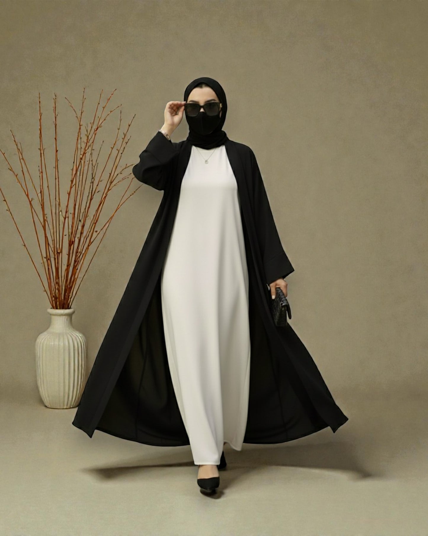 Premium Open Abaya Set for Women with Inner Dress and Matching Hijab