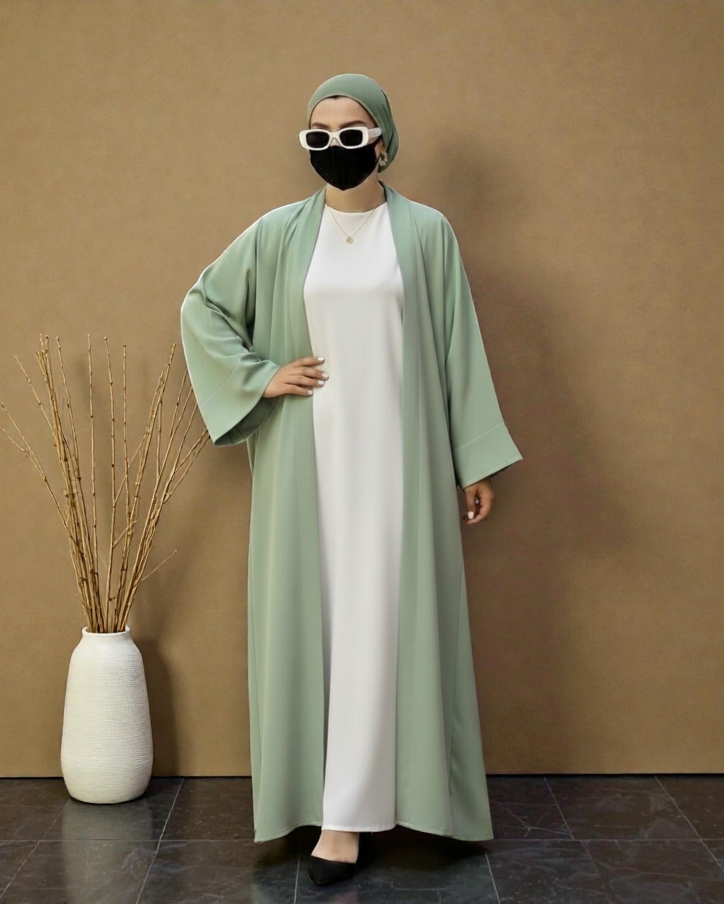 Premium Open Abaya Set for Women with Inner Dress and Matching Hijab