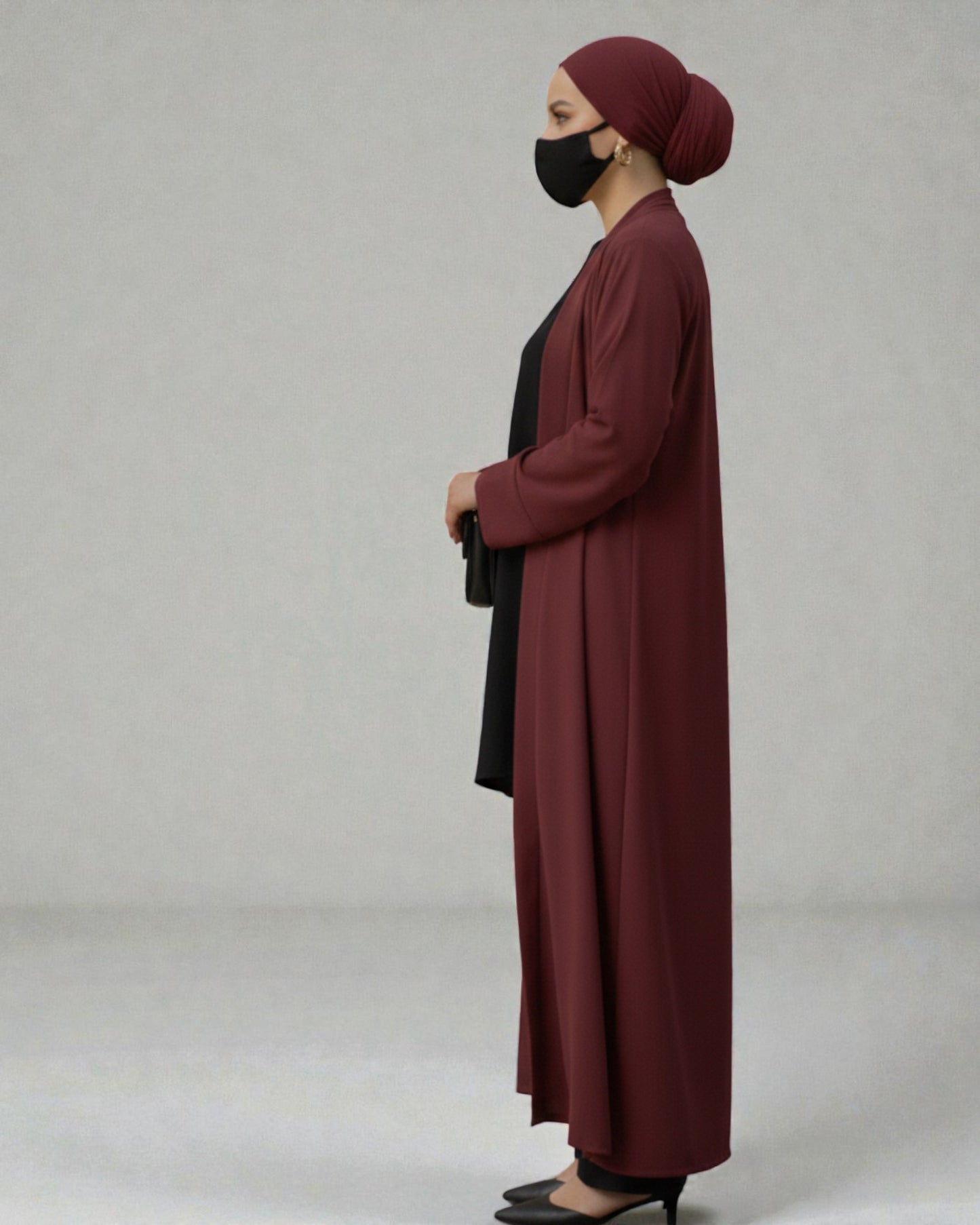 4-Piece Layered Co-Ord Set with Open Shrug & Hijab