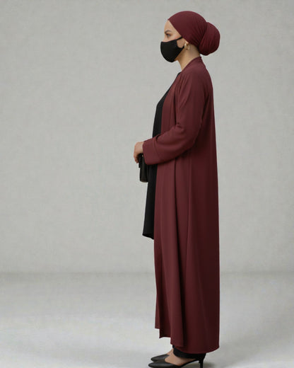 4-Piece Layered Co-Ord Set with Open Shrug & Hijab