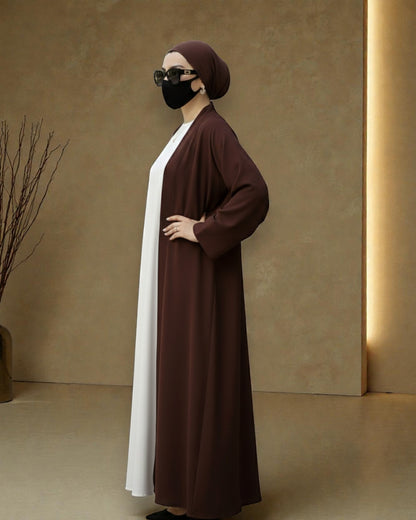 Premium Open Abaya Set for Women with Inner Dress and Matching Hijab