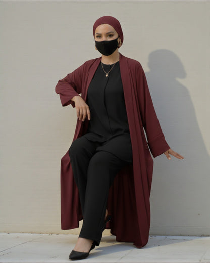 4-Piece Layered Co-Ord Set with Open Shrug & Hijab