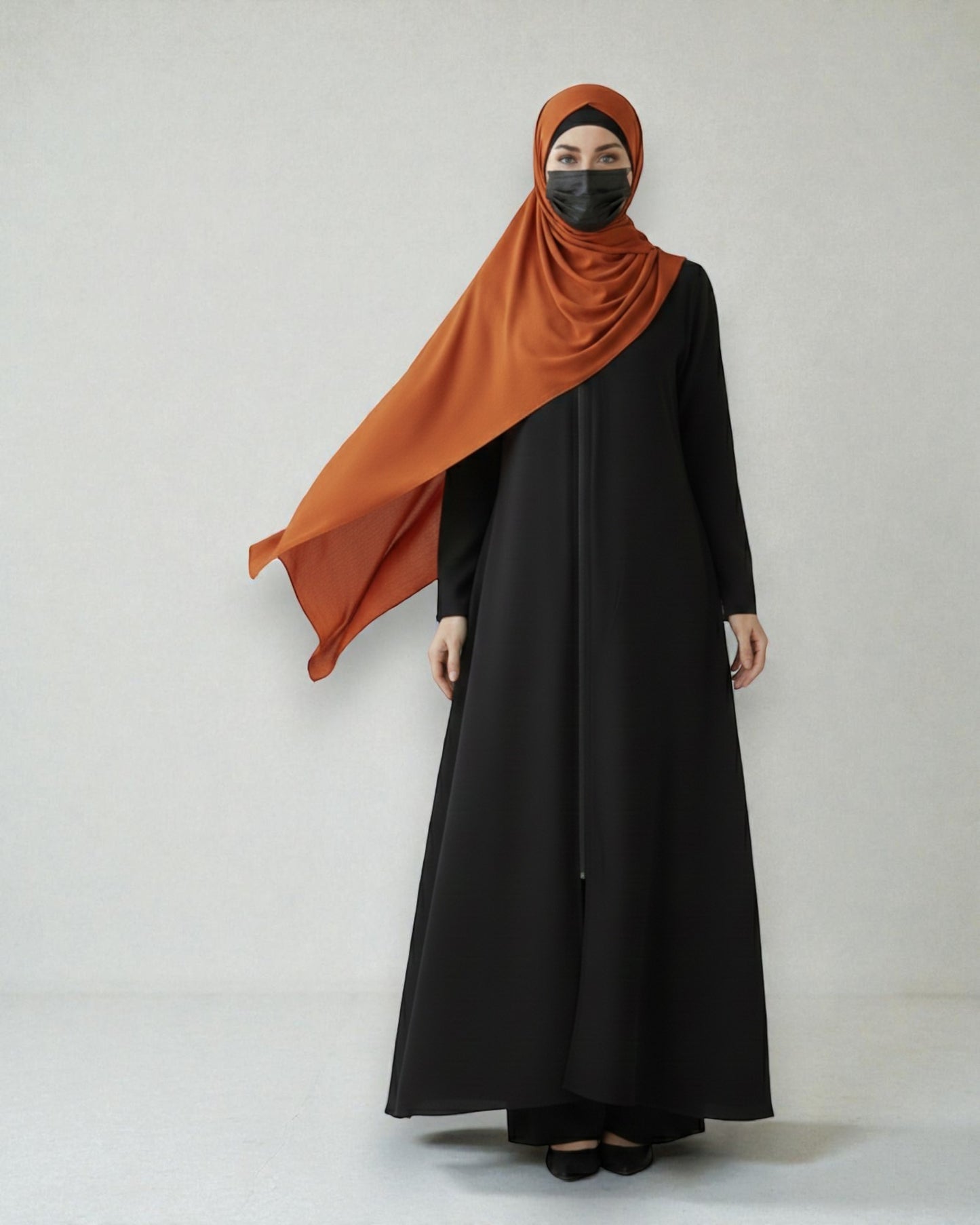 Elegant Front Open Abaya in Premium Firdaus Fabric with Full Zipper