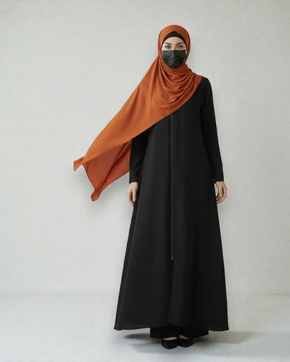 Elegant Front Open Abaya in Premium Firdaus Fabric with Full Zipper