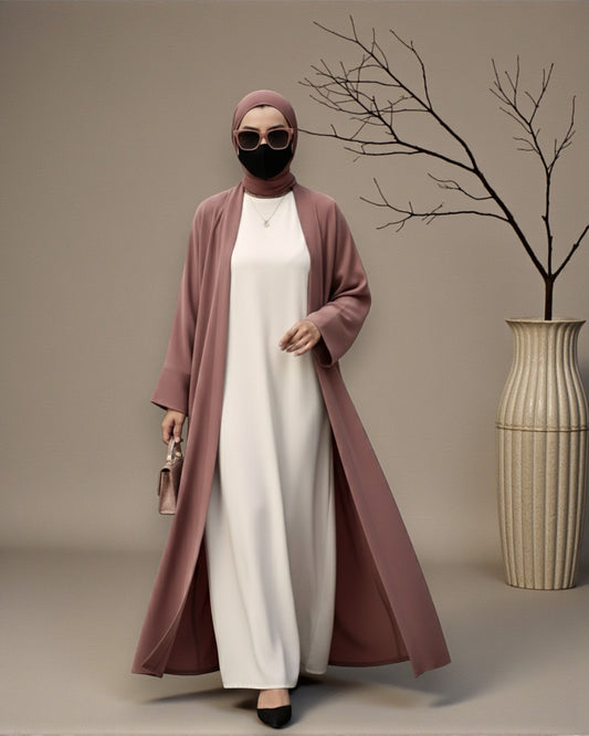 Premium Open Abaya Set for Women with Inner Dress and Matching Hijab