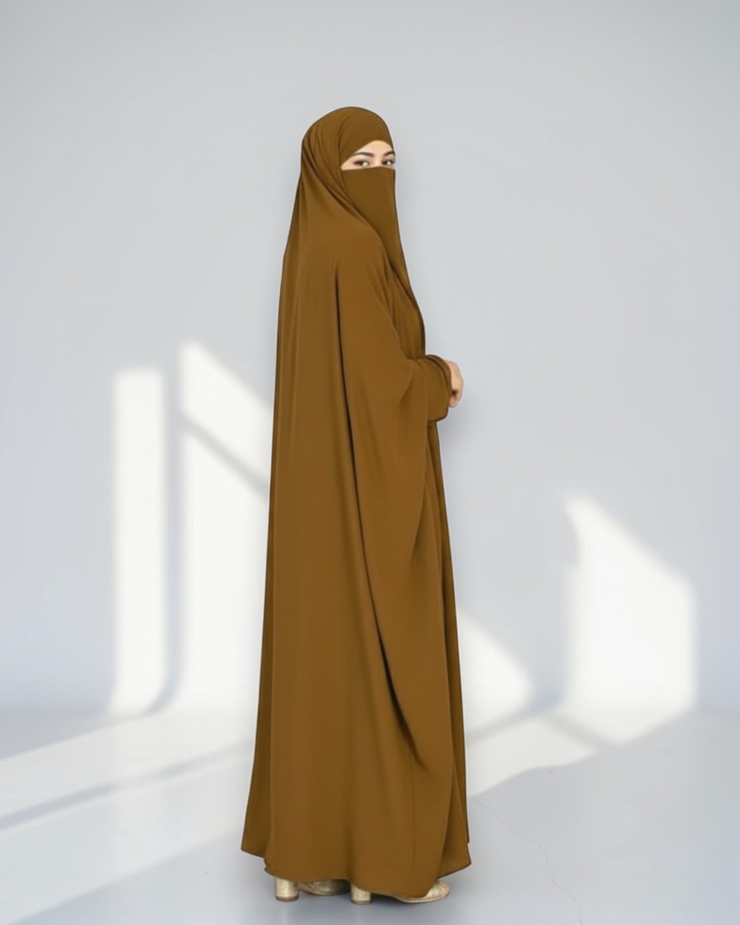 Full Length- Single Piece Jilbab With Adjustable Mouthpiece in Firdaus Fabric