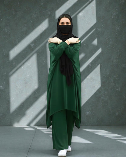 Asymmetric Co-Ord Set in Premium Firdaus Fabric with Stole Hijab