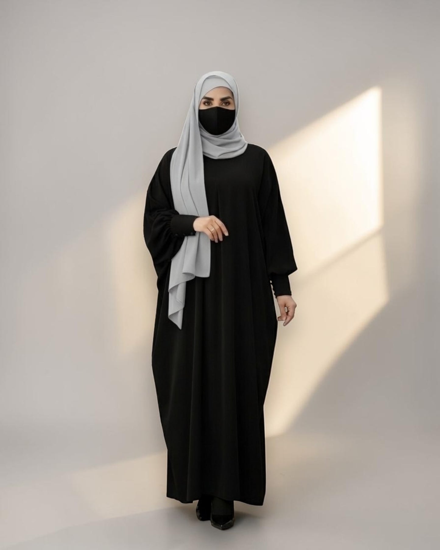 Black Kaftan Abaya with Cuff Sleeves