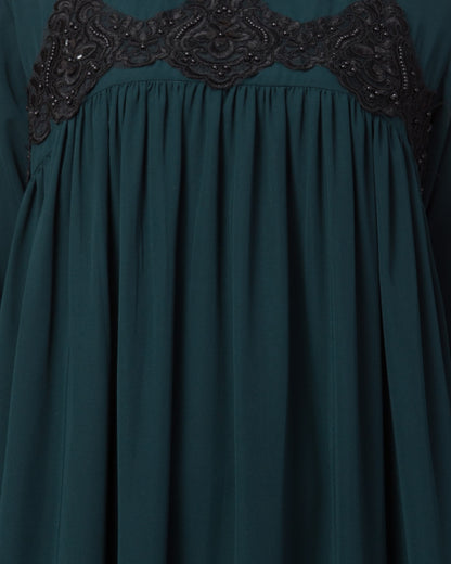 Lose Fit Abaya Like Dress With  Pearl Lace Work-Medium