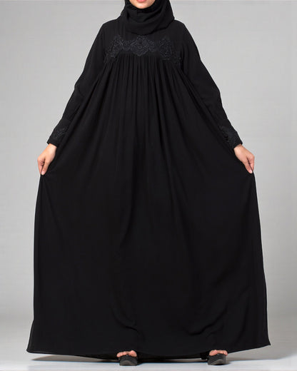 Lose Fit Abaya Like Dress With  Pearl Lace Work-Medium