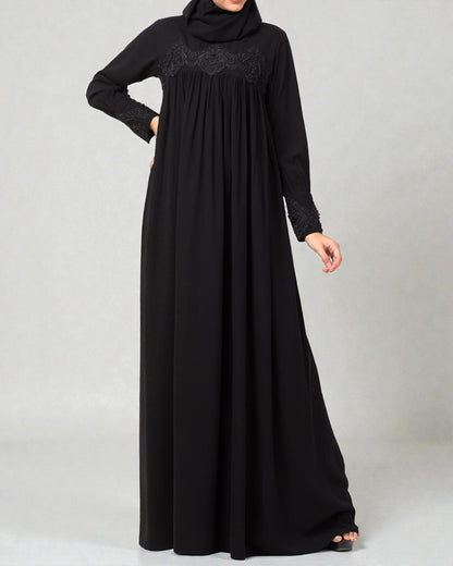 Lose Fit Abaya Like Dress With  Pearl Lace Work-Medium