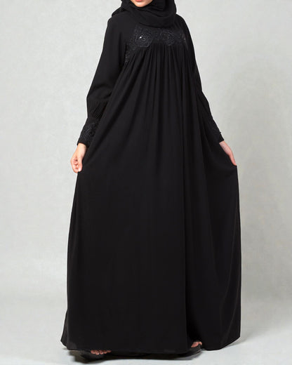 Lose Fit Abaya Like Dress With  Pearl Lace Work-Medium