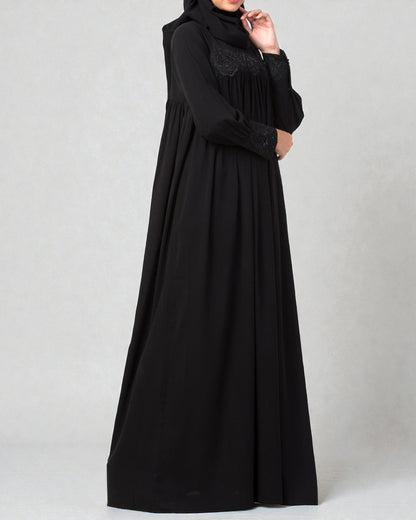 Lose Fit Abaya Like Dress With  Pearl Lace Work-Medium