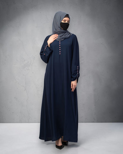 Simple Yet Stylish Abaya In Premium  Stretchable Praada Fabric With Fabric Buttons