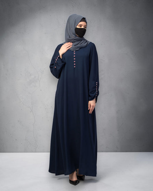 Simple Yet Stylish Abaya In Premium  Stretchable Praada Fabric With Fabric Buttons