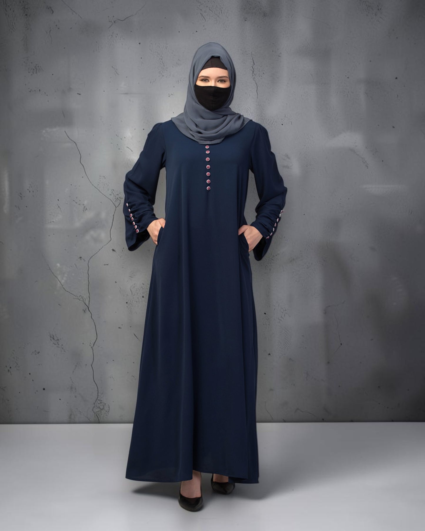 Simple Yet Stylish Abaya In Premium  Stretchable Praada Fabric With Fabric Buttons