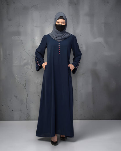 Simple Yet Stylish Abaya In Premium  Stretchable Praada Fabric With Fabric Buttons
