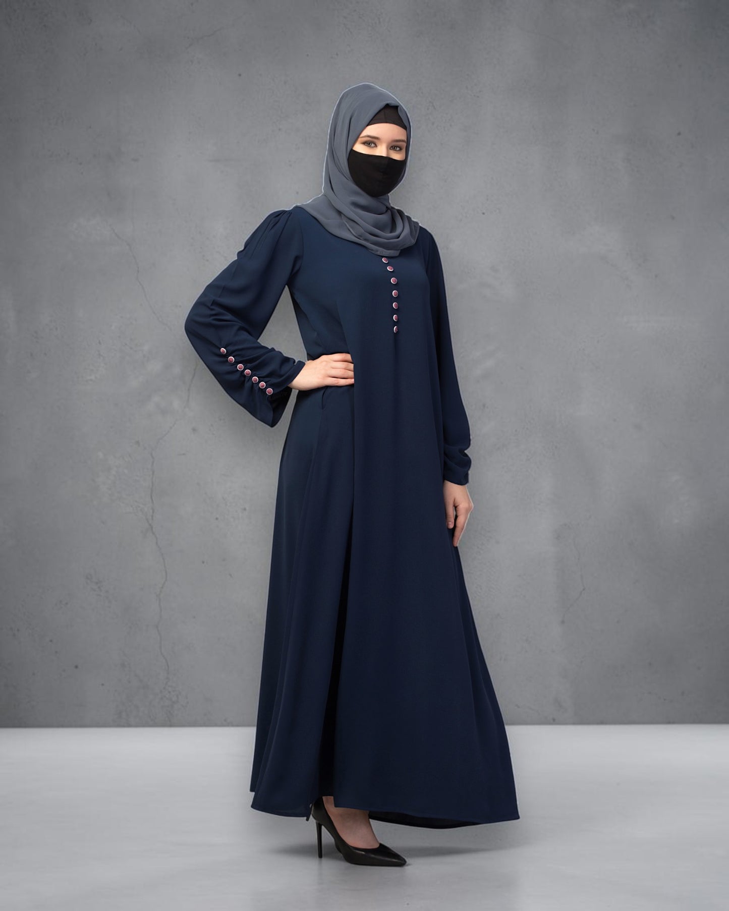 Simple Yet Stylish Abaya In Premium  Stretchable Praada Fabric With Fabric Buttons