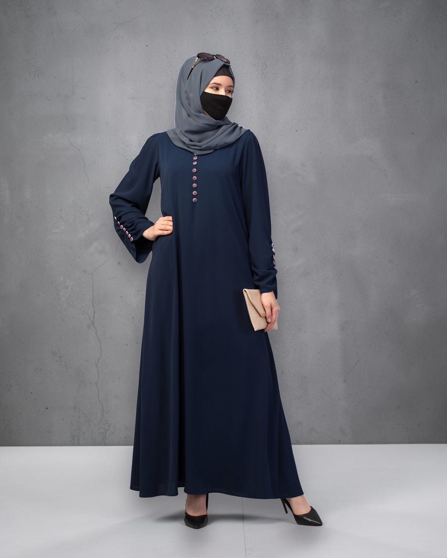 Simple Yet Stylish Abaya In Premium  Stretchable Praada Fabric With Fabric Buttons