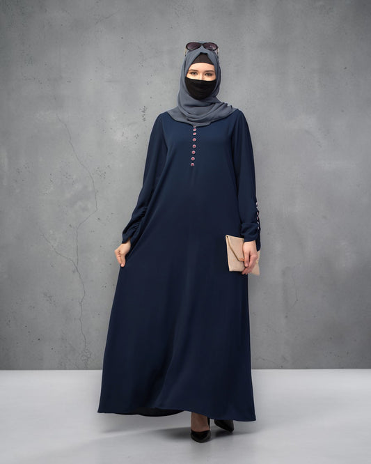 Simple Yet Stylish Abaya In Premium  Stretchable Praada Fabric With Fabric Buttons