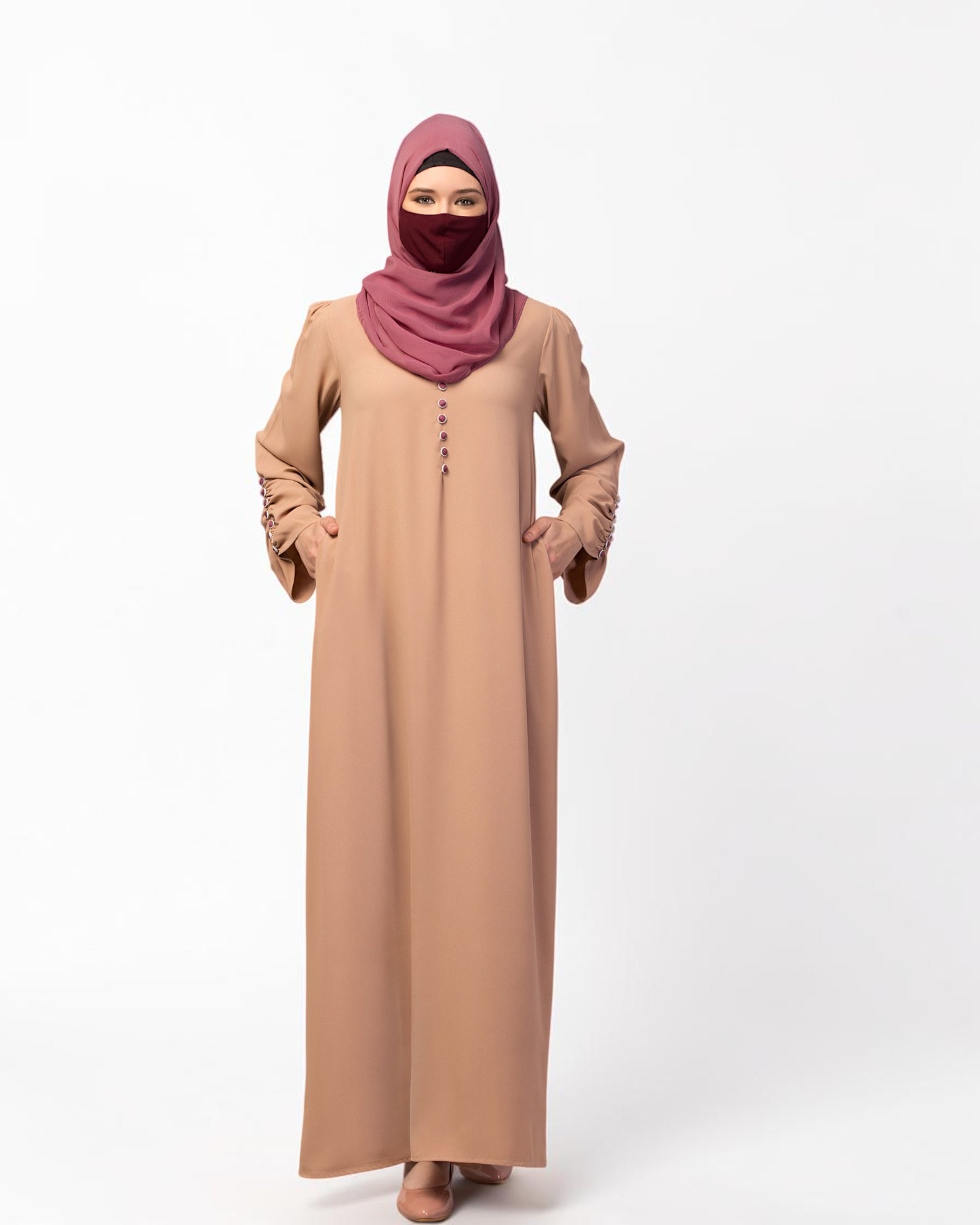 Simple Yet Stylish Abaya In Premium  Stretchable Praada Fabric With Fabric Buttons
