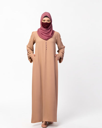 Simple Yet Stylish Abaya In Premium  Stretchable Praada Fabric With Fabric Buttons