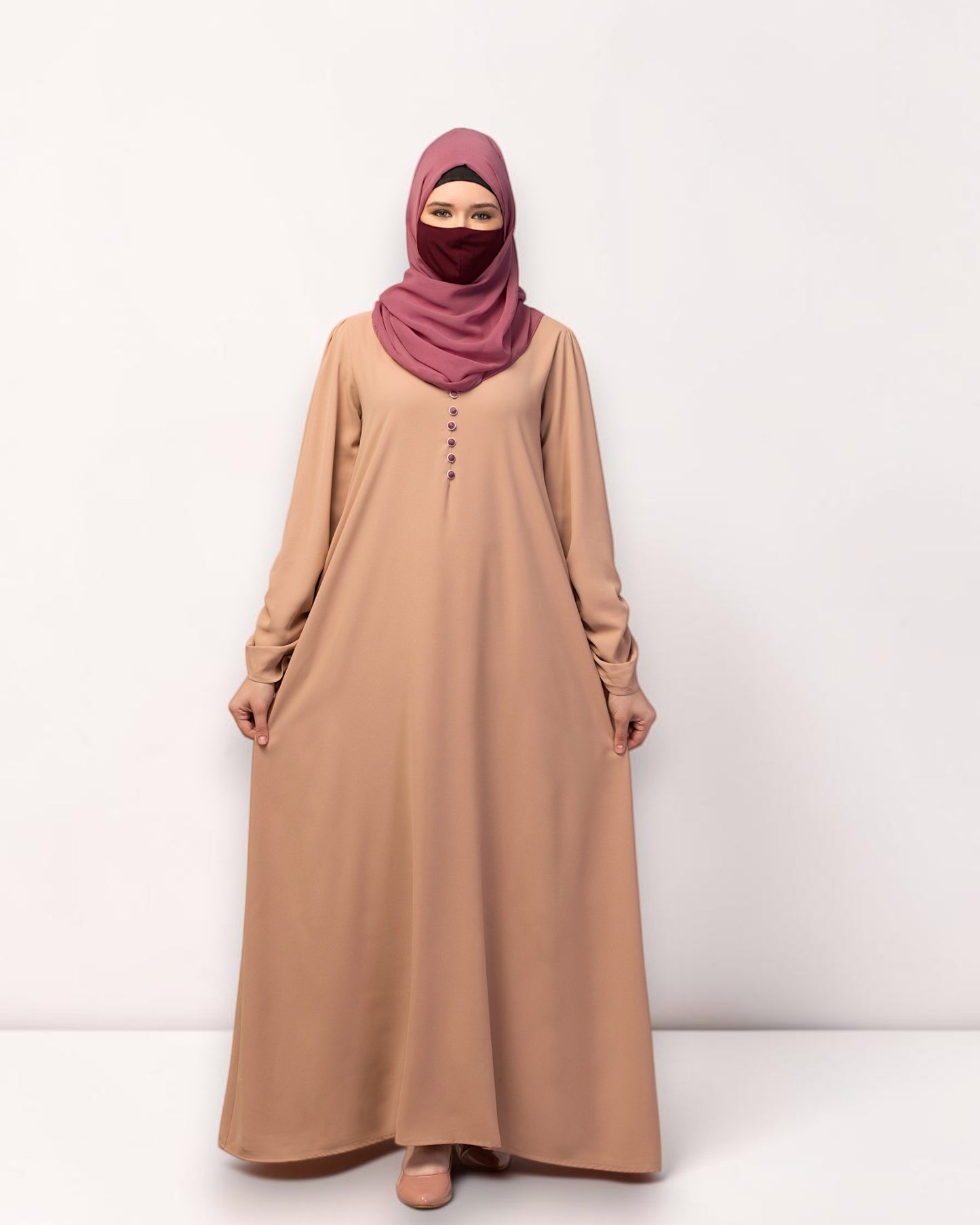 Simple Yet Stylish Abaya In Premium  Stretchable Praada Fabric With Fabric Buttons