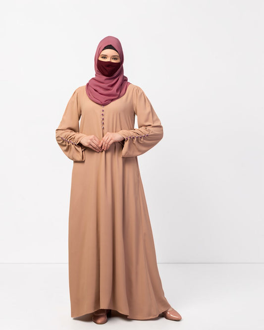 Simple Yet Stylish Abaya In Premium  Stretchable Praada Fabric With Fabric Buttons