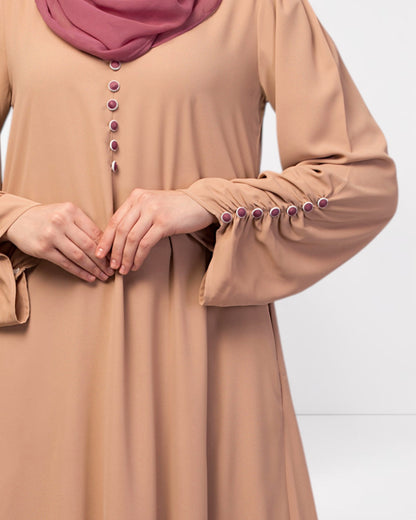 Simple Yet Stylish Abaya In Premium  Stretchable Praada Fabric With Fabric Buttons