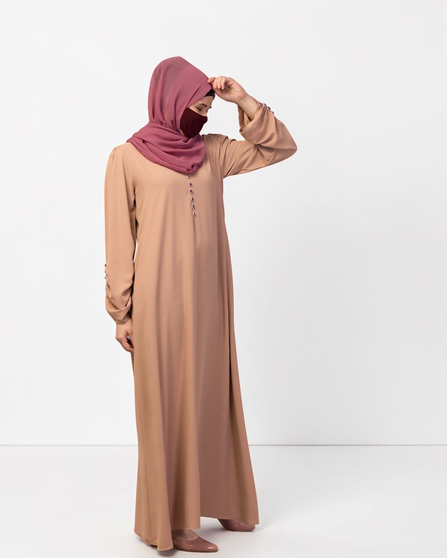 Simple Yet Stylish Abaya In Premium  Stretchable Praada Fabric With Fabric Buttons