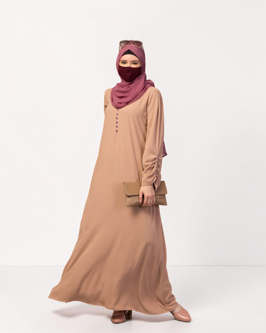 Simple Yet Stylish Abaya In Premium  Stretchable Praada Fabric With Fabric Buttons