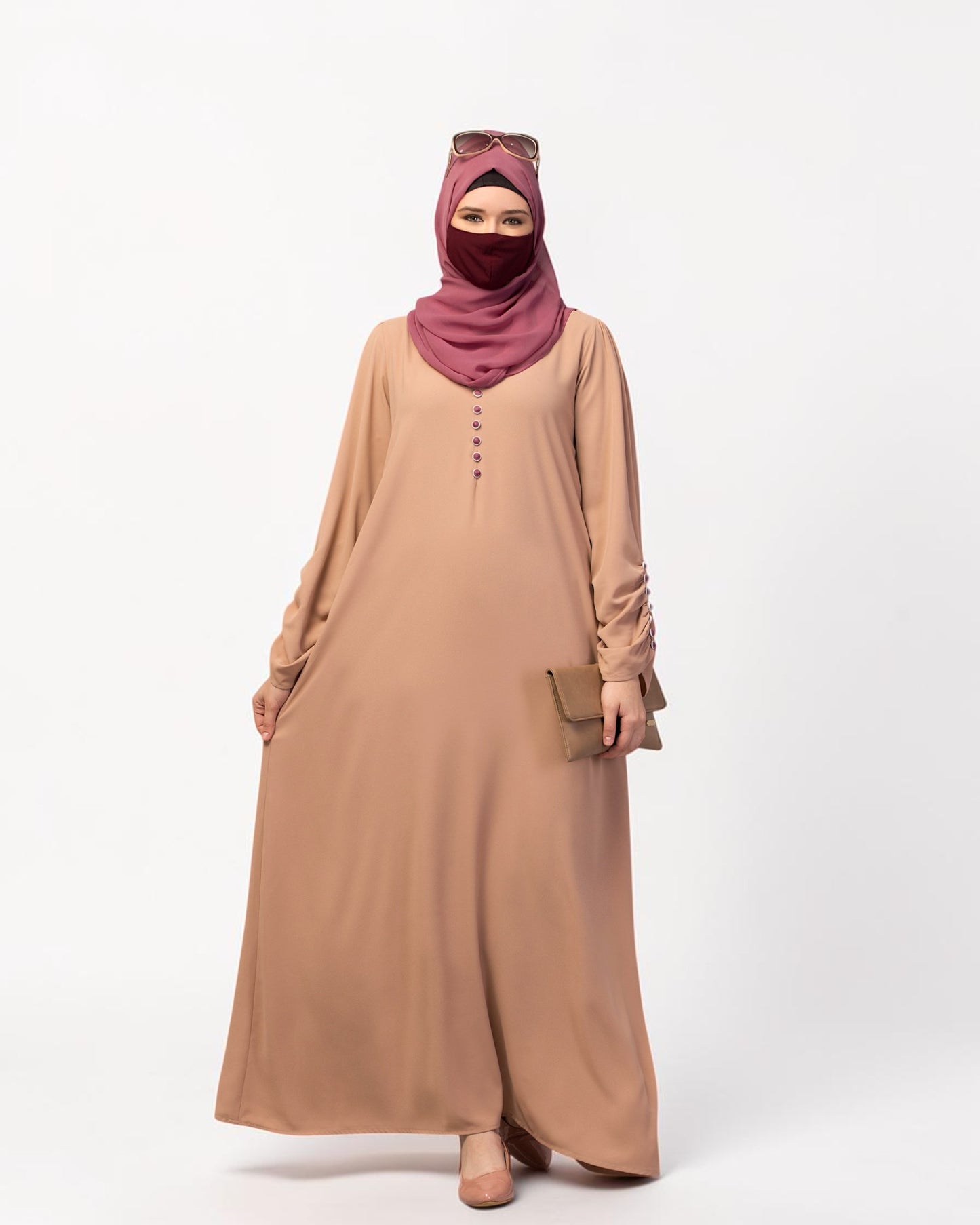 Simple Yet Stylish Abaya In Premium  Stretchable Praada Fabric With Fabric Buttons