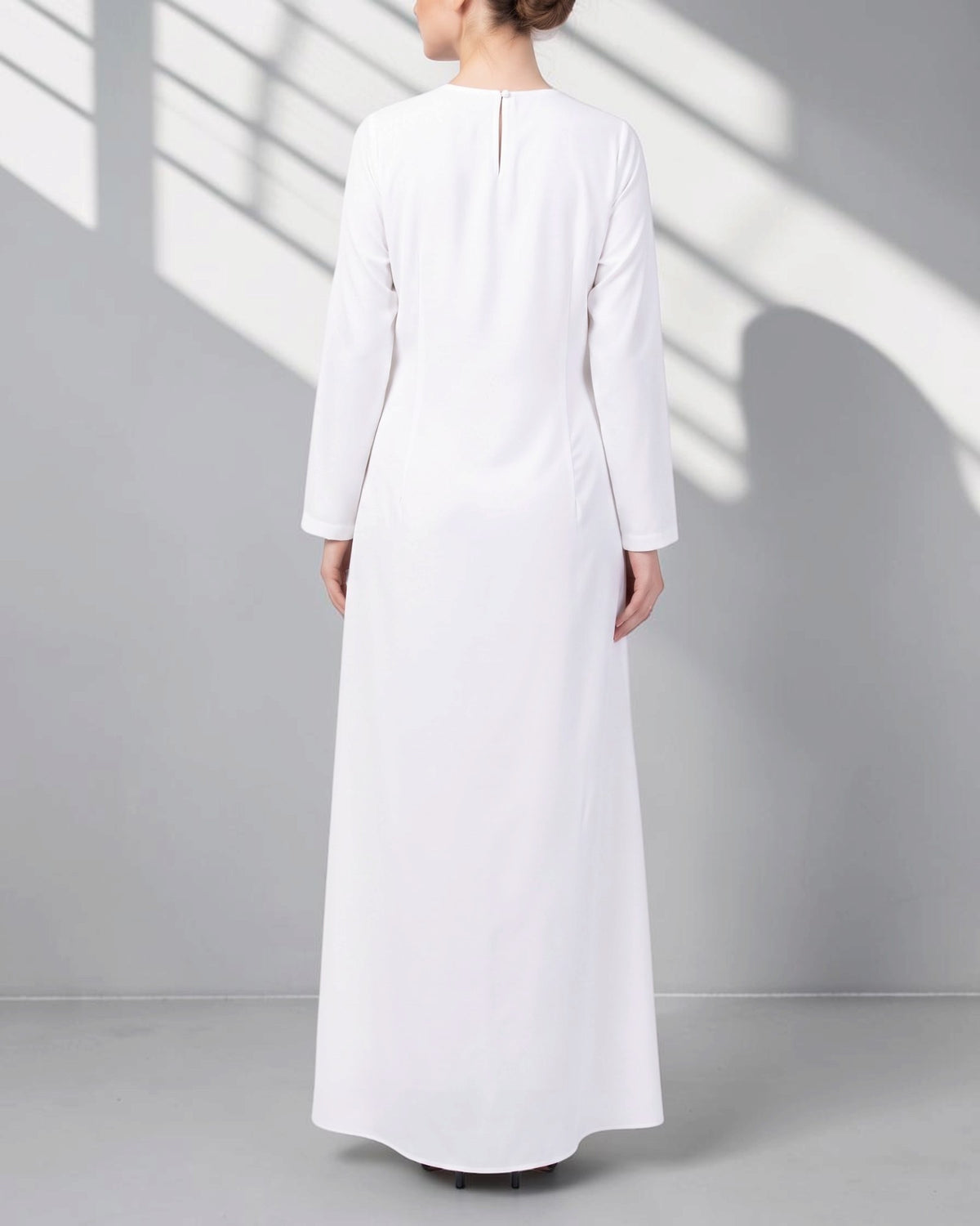 White Jilbab Duo with Convertible Sleeved Khimar For Haj Or Umrah