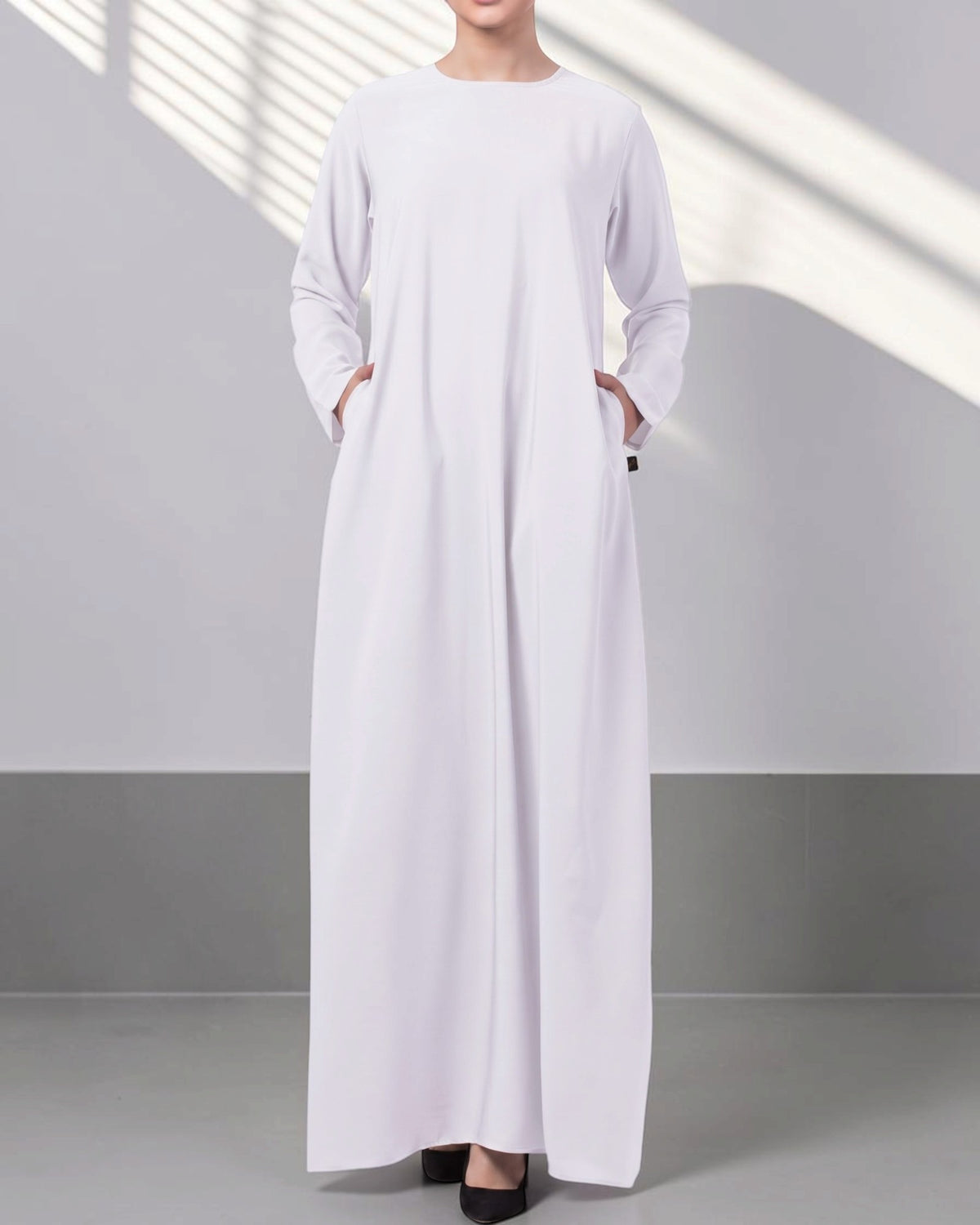 White Jilbab Duo with Convertible Sleeved Khimar For Haj Or Umrah