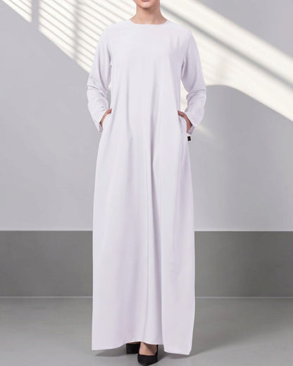 White Jilbab Duo with Convertible Sleeved Khimar For Haj Or Umrah
