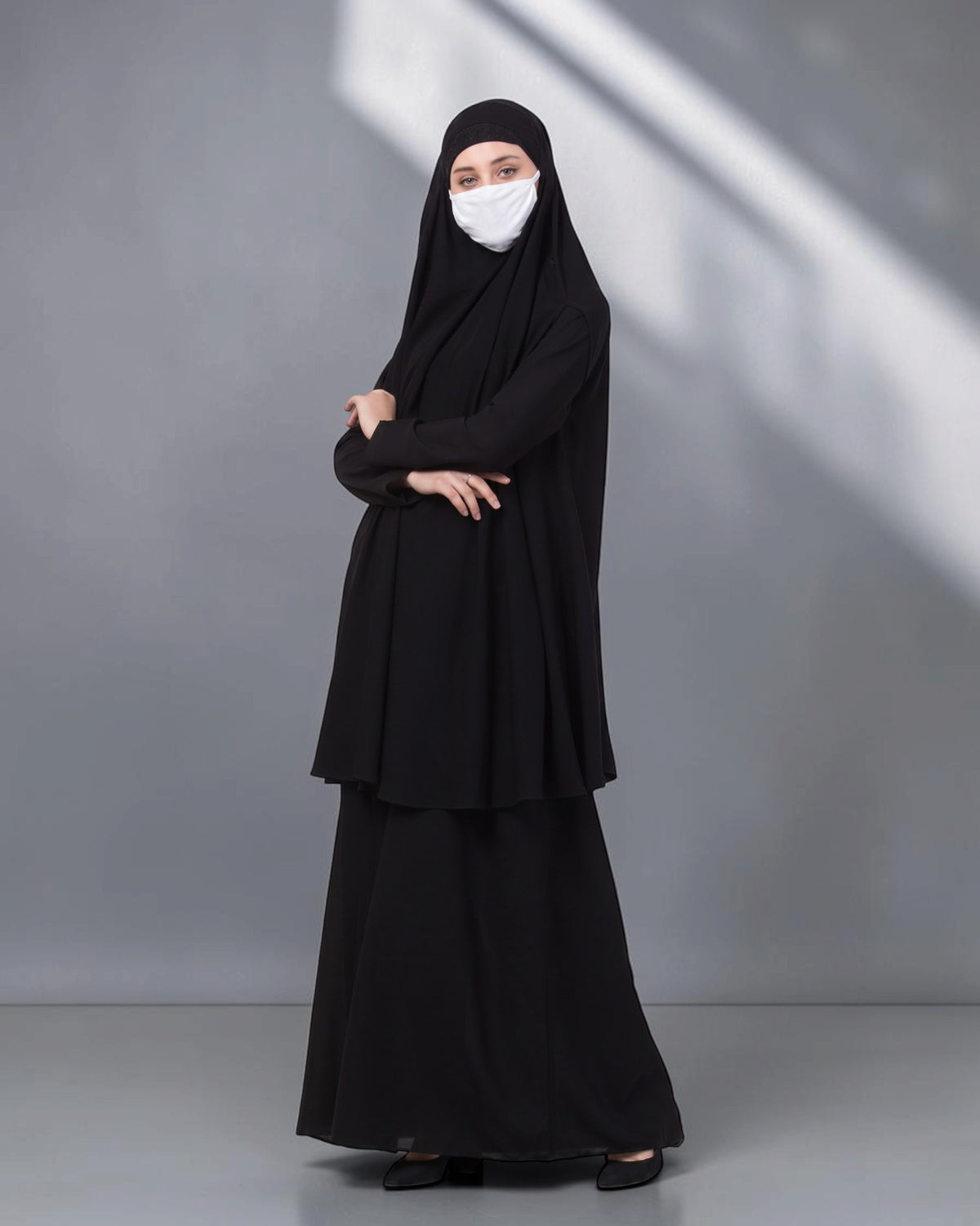 Abaya Khimar Set with Adjustable Tie-Back Face Cover
