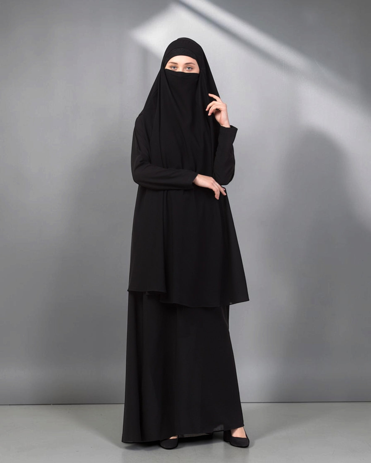 Abaya Khimar Set with Adjustable Tie-Back Face Cover