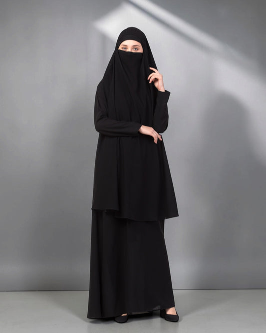 Abaya Khimar Set with Adjustable Tie-Back Face Cover