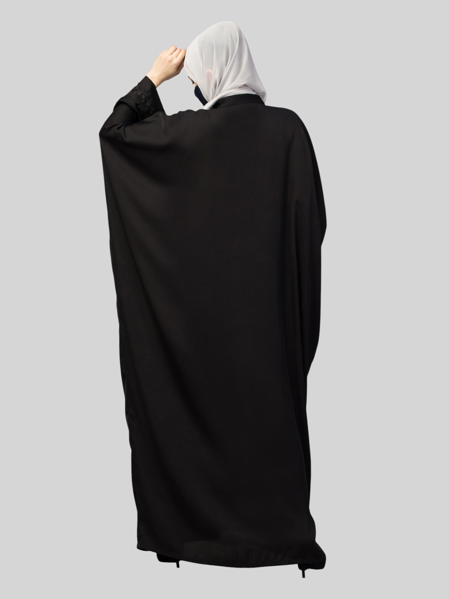 Designer Kaftan Abaya With Lacework & Tussels in Imported Nida Fabric.