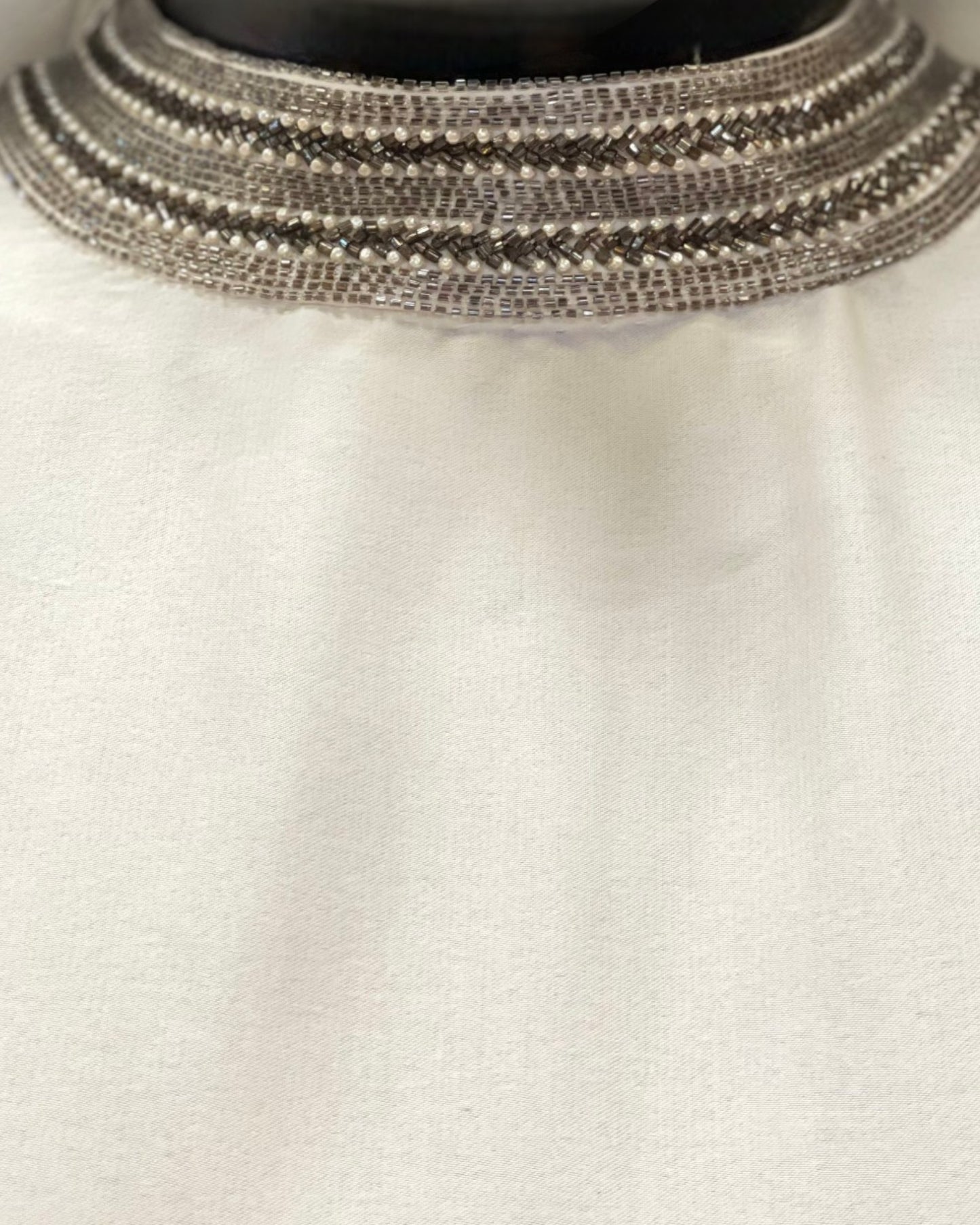 White Armani Satin Occasion Abaya with Handwork Embellishments