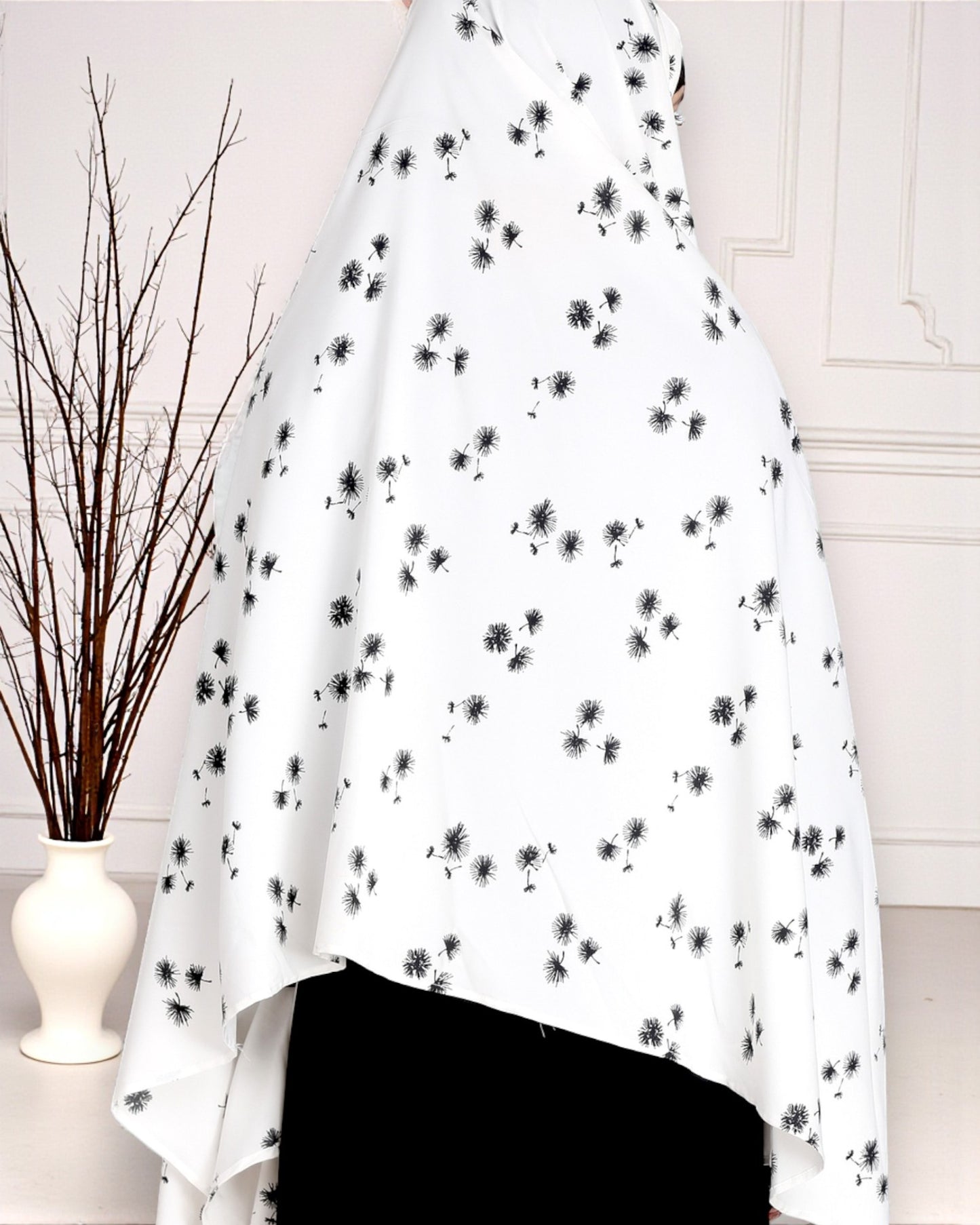 Printed Khimar With Smocked| Elasticated Sleeves