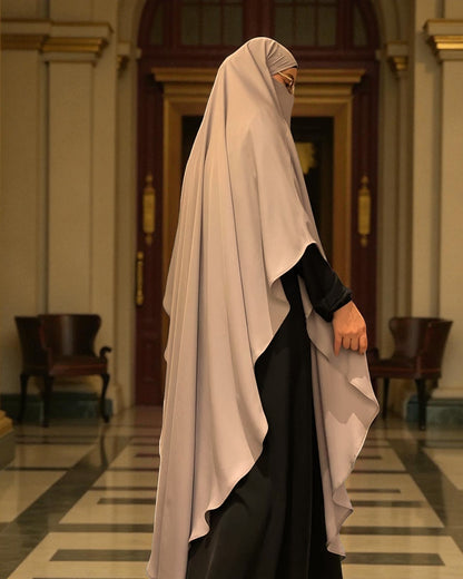 Two-Piece Abaya Jilbab Set with Premium Firdaus Fabric & Diamond Georgette Khimar