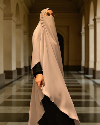 Two-Piece Abaya Jilbab Set with Premium Firdaus Fabric & Diamond Georgette Khimar