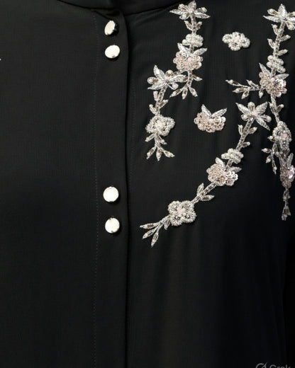 Black  Mahram-Abaya For Wedding  with Handwork Embellishments