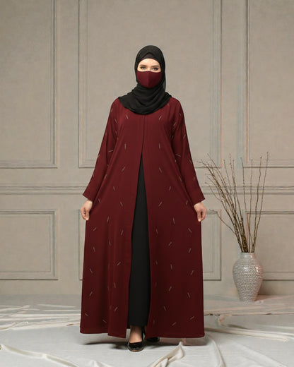 Front Open Mahram-Abaya with Handwork – Premium Praada Fabric