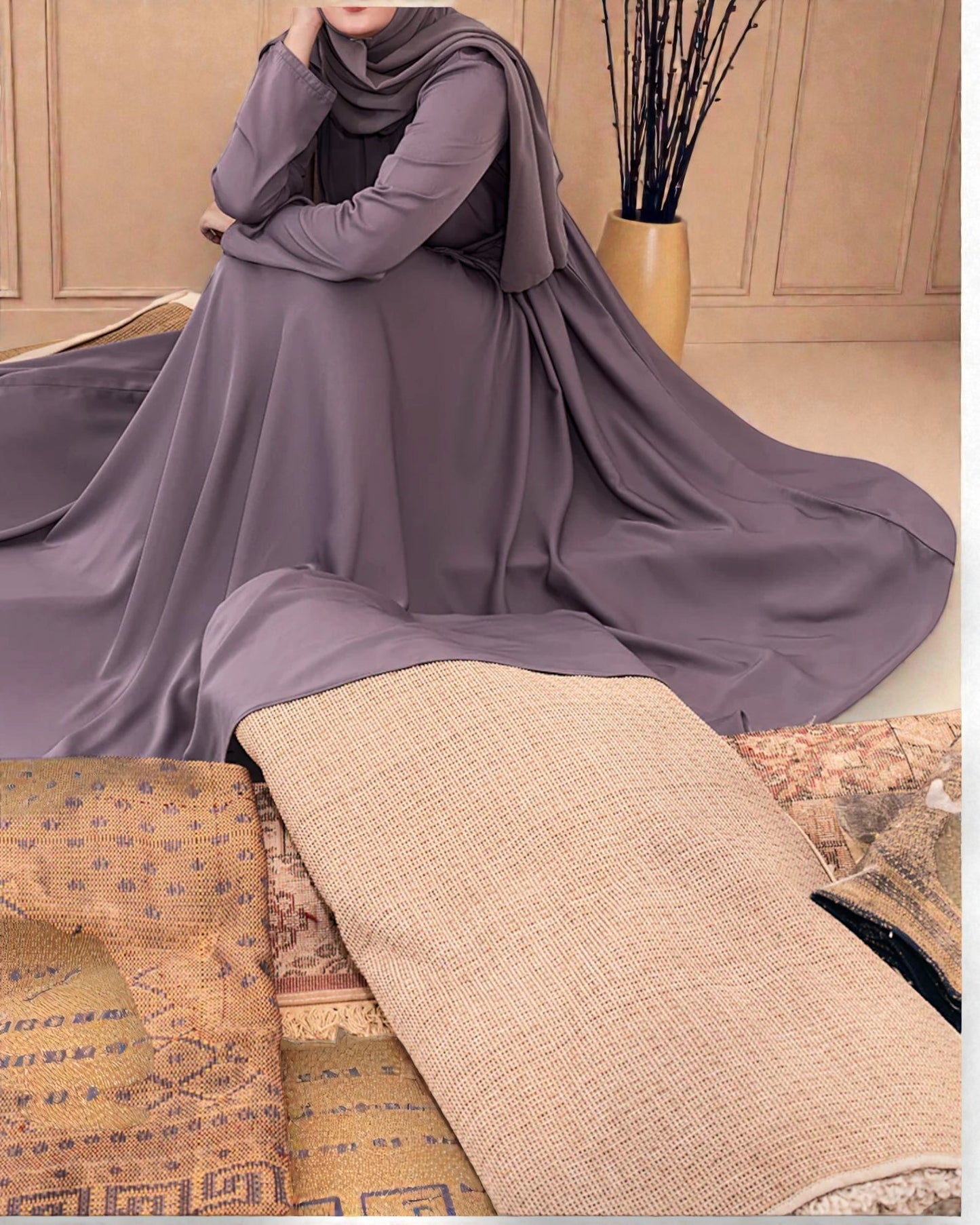 Stylish Umbrella Flare Mahram-Abaya with Matching Hijab