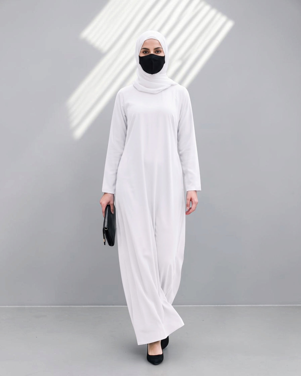 White Jilbab Duo with Convertible Sleeved Khimar For Haj Or Umrah